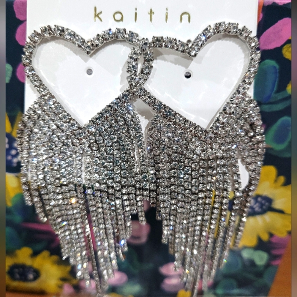 Heart ❤️  shaped bling dangle earrings